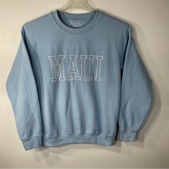 Sunkissed Coconut Sweatshirt Maui Hawaii Light Blue Longsleeve Crew Neck Size S - Picture 2 of 8